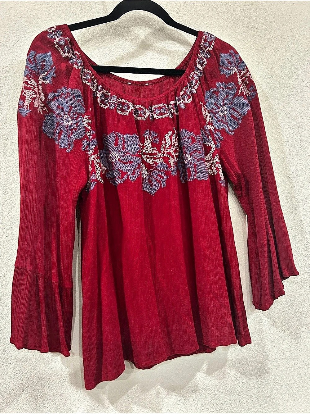 Embroidered Floral Tunic in Red